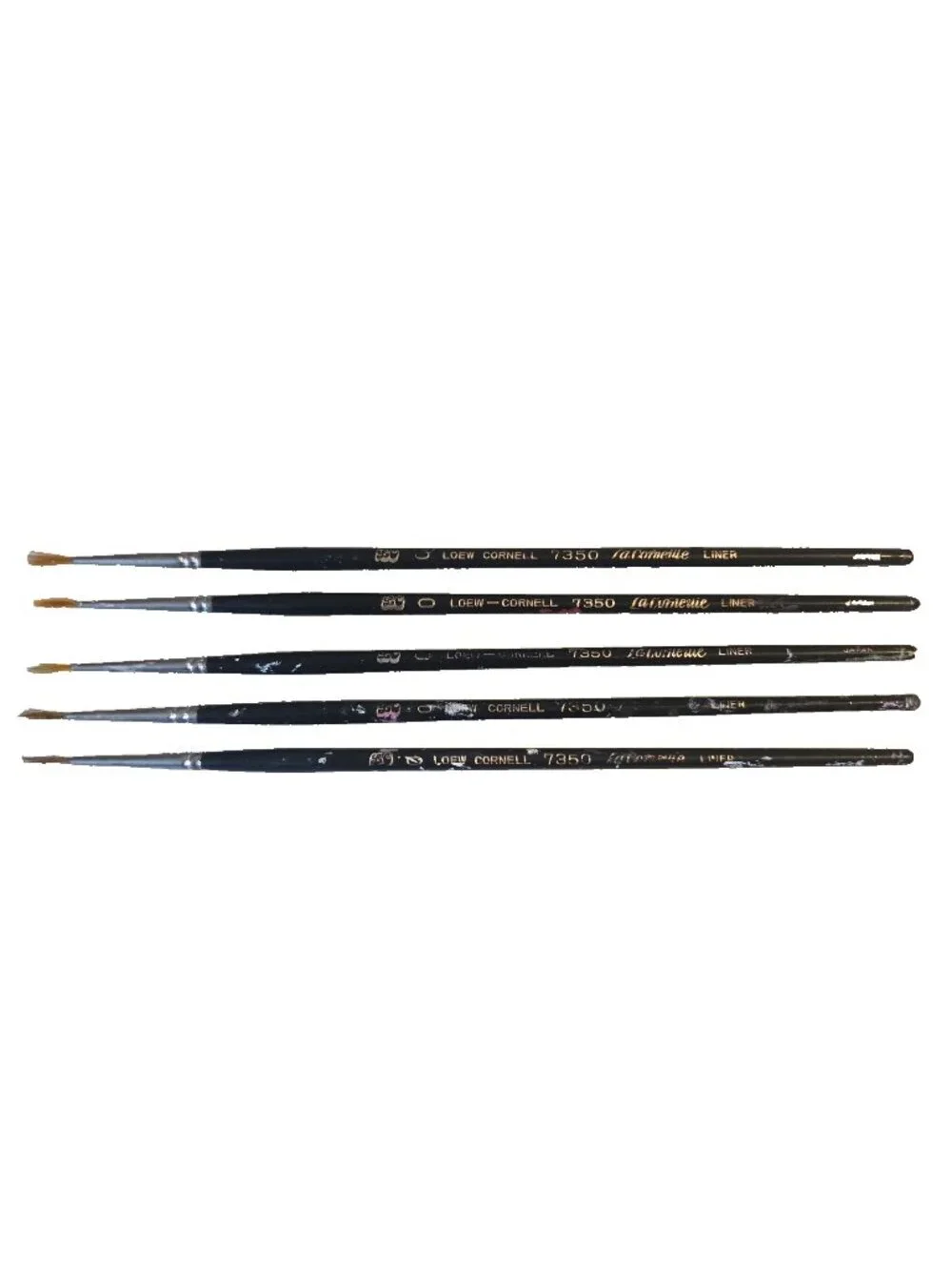 6 Used Detail Liner Brushes #0 by Loew Cornell 7350